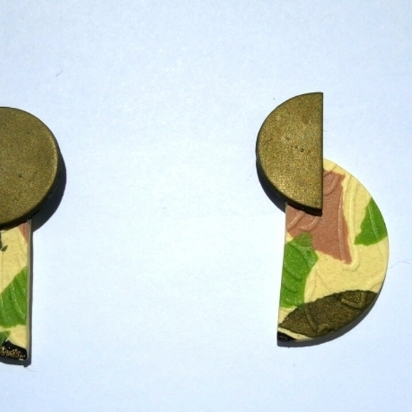 Polymer Clay Dangle Earrings - πηλός, καρφωτά, ατσάλι - 3