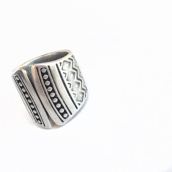Μεταλλικό μοντέρνο ethnic δαχτυλίδι με άνοιγμα - επάργυρα, boho, ethnic, μπρούντζος, μεγάλα, αυξομειούμενα, φθηνά - 2