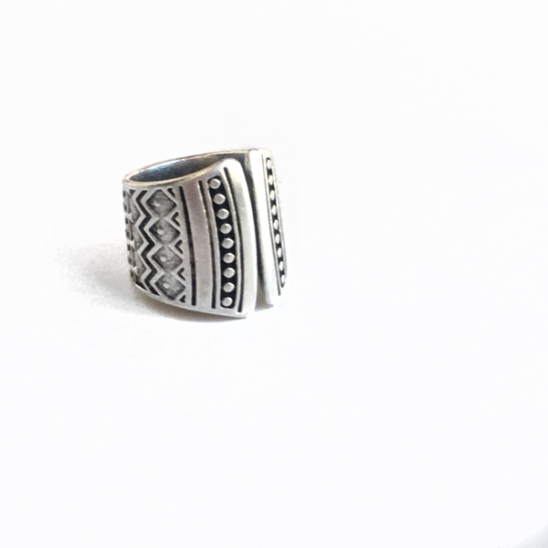 Μεταλλικό μοντέρνο ethnic δαχτυλίδι με άνοιγμα - επάργυρα, boho, ethnic, μπρούντζος, μεγάλα, αυξομειούμενα, φθηνά - 3