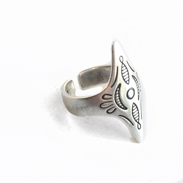 Μεταλλικό μοντέρνο Έθνικ δαχτυλίδι με μύτες - επάργυρα, boho, ethnic, μπρούντζος, μεγάλα, αυξομειούμενα, φθηνά - 2