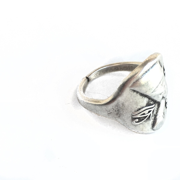 Μεταλλικό μοντέρνο δαχτυλίδι με τυχερά σύμβολα - επάργυρα, boho, ethnic, μπρούντζος, μεγάλα, αυξομειούμενα, φθηνά - 2