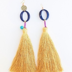 ♦ THE "AURELIA" EARRINGS, BOHEMIAN DANGLE EARRINGS, ΜΑΚΡΙΑ ΣΚΟΥΛΑΡΙΚΙΑ - με φούντες, μακριά, κρεμαστά, μεγάλα - 4