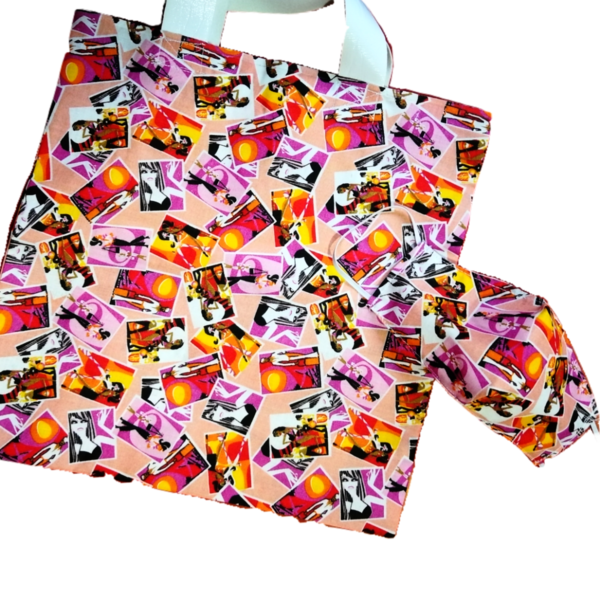 Σετ shopping bag/tote ροζ μάσκα γυναικεια εφηβικη βαμβακερη Illustration - ύφασμα, ώμου, κορίτσι, μεγάλες, all day, tote, μάσκα προσώπου - 4