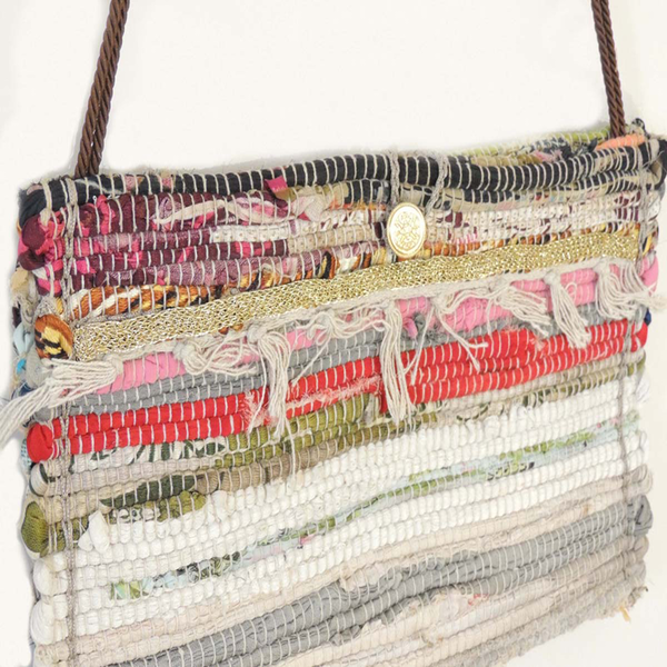 Γυναικεία τσάντα χιαστί με χρυσό ρέλι | Κουρελού Style - χιαστί, πλεκτές τσάντες, μικρές, φθηνές - 2