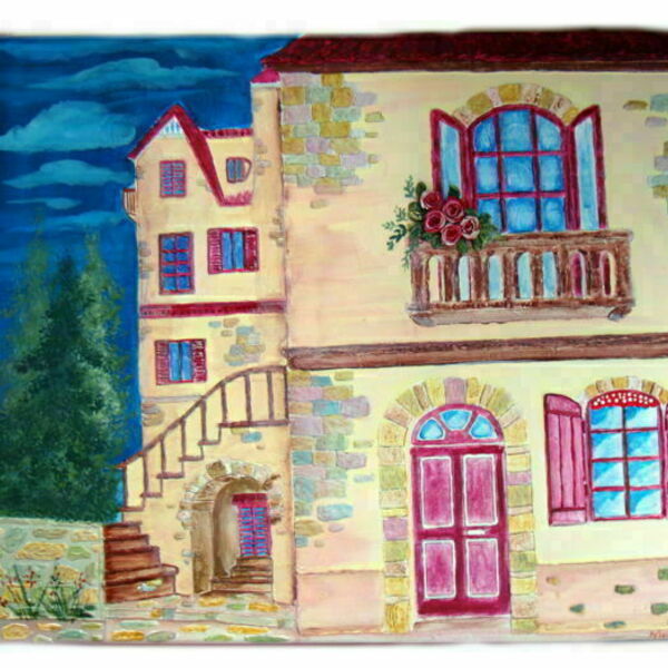 Τρισδιάστατος πίνακας το εξοχικό σπίτι ζωγραφισμένο στο χέρι με πάστες και πηλό - πίνακες & κάδρα, πίνακες ζωγραφικής