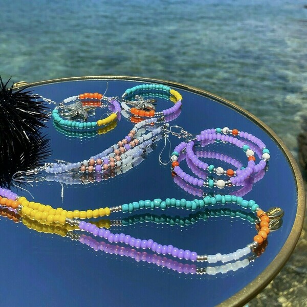 ''Purple hoops'' σκουλαρίκια κρίκοι με χάντρες miyuki - κρίκοι, boho, μεγάλα, φθηνά - 3