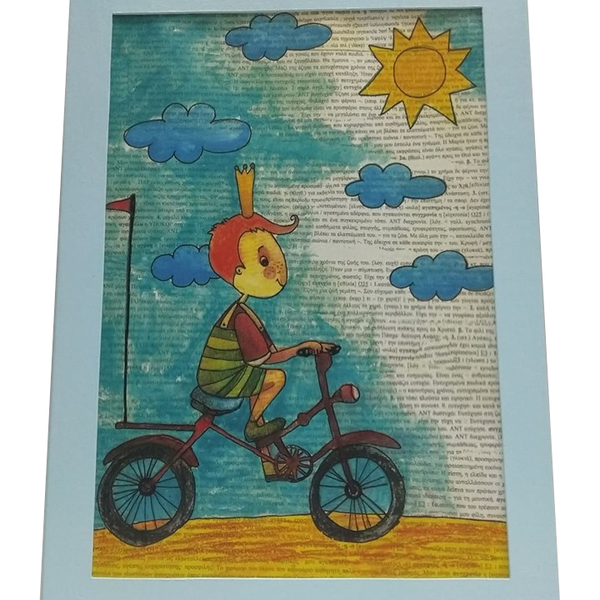 Επιτοίχιο φωτιστικό “Ποδηλάτης” - αγόρι, χειροποίητα, παιδικά φωτιστικά
