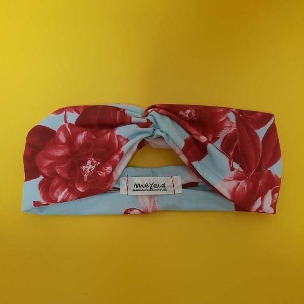 "Σαντορίνη" headband - floral κορδέλα για τα μαλλιά - ελαστικό, φλοράλ, τουρμπάνι, κορδέλες μαλλιών - 2