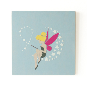 «Νεράιδα» παιδικός πίνακας με όνομα, 24x24 εκ - κορίτσι, φεγγάρι, νεράιδα, προσωποποιημένα, παιδικοί πίνακες
