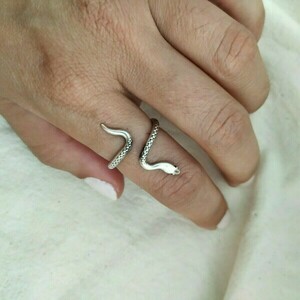 Δαχτυλίδι "φίδι" - επιχρυσωμένα, ορείχαλκος, επάργυρα, μικρά, αυξομειούμενα, φθηνά - 4