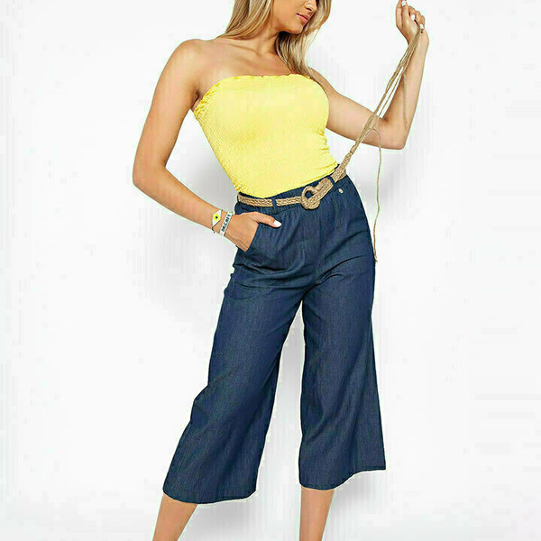 Γυναικεία παντελόνα ζιπ κιλότ με ζώνη - κομψά