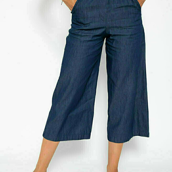 Γυναικεία παντελόνα ζιπ κιλότ με ζώνη - κομψά - 2