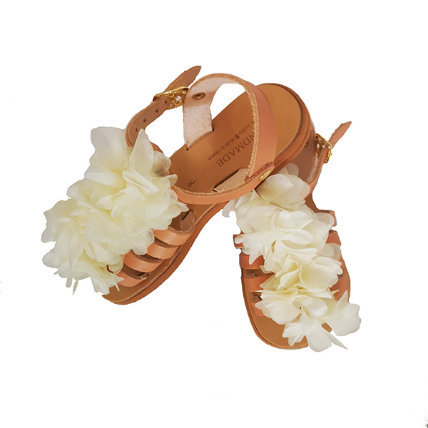 Flowerlove - δέρμα, λουλούδια, φλατ, ankle strap