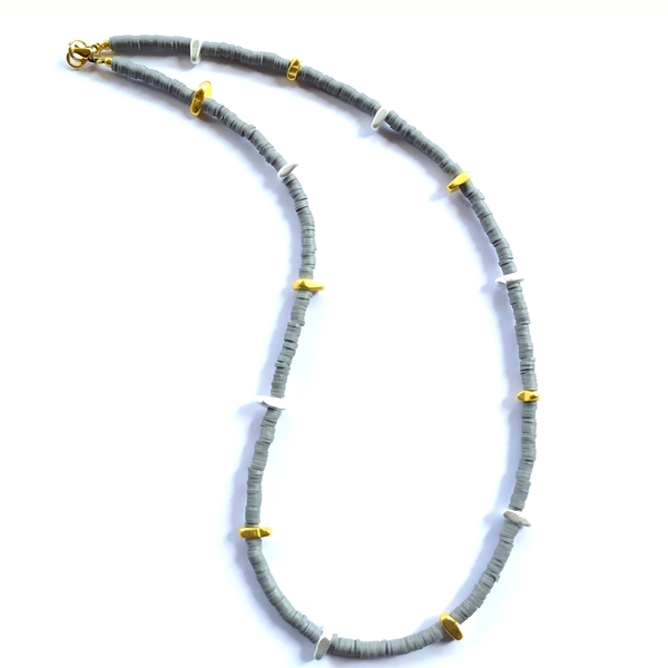 Minimal grey necklace - αιματίτης, πηλός, minimal, κοντά