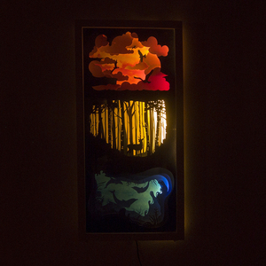Τρίπτυχο φωτειζόμενο κάδρο "Φύση" - δώρα γενεθλίων, διακοσμητικά, διακόσμηση σαλονιού - 2