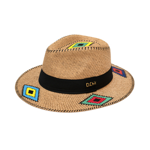 Bahamas σκούρο μπεζ χειροποίητο καπέλο Παναμά boho σχέδια - ζωγραφισμένα στο χέρι, boho, ψάθινα