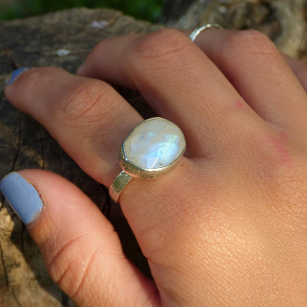 " Magical Moonstone " - Χειροποίητο δαχτυλίδι από ασήμι 925 με Φεγγαρόπετρα!!! - ασήμι, ημιπολύτιμες πέτρες, ασήμι 925, φεγγαρόπετρα, boho, boho, αυξομειούμενα - 4
