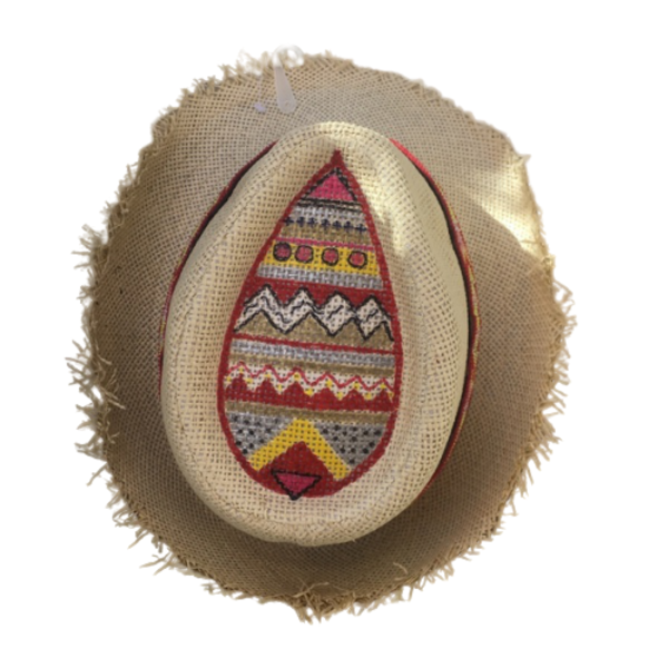 Maroco- ψάθινο καπέλο - ζωγραφισμένα στο χέρι, χειροποίητα, boho, καπέλα, ψάθινα