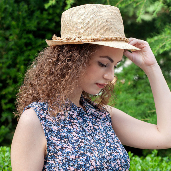 Ψάθινο καπέλο σε φυσικό χρώμα - χειροποίητα, ψάθινα - 2