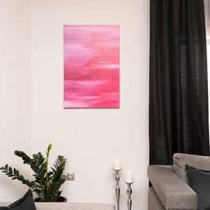 Χειροποιητος πίνακας ζωγραφικής σε ροζ αποχρώσεις - πίνακες & κάδρα, πίνακες ζωγραφικής - 2