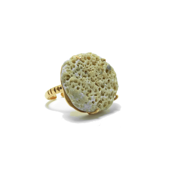 " Golden Milos Island Ring " - Χειροποίητο επίχρυσο δαχτυλίδι με βότσαλο από το Σαρακίνικο της Μήλου! - ημιπολύτιμες πέτρες, επιχρυσωμένα, μικρά, boho, βότσαλα, αυξομειούμενα, φθηνά