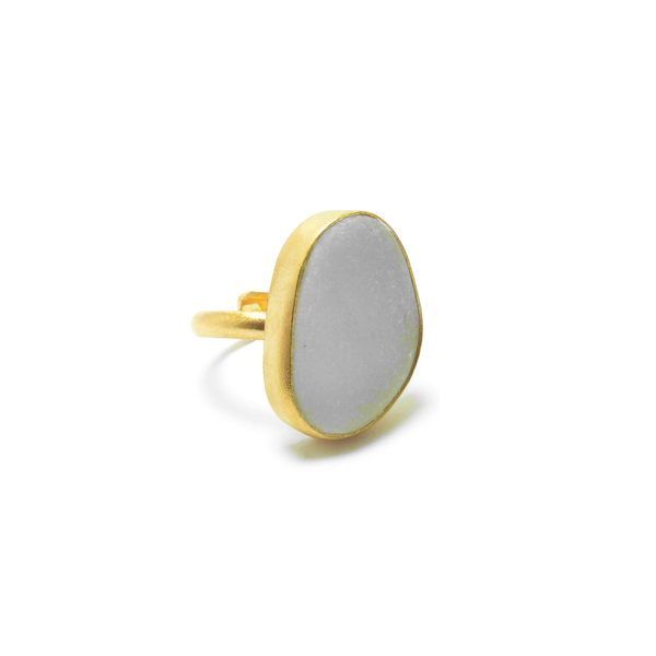 " Golden Seaglass ring" - Xειροποίητο επίχρυσο ματ δαχττττυλίδι με γυαλάκι της θάλασσας! - ημιπολύτιμες πέτρες, επιχρυσωμένα, μικρά, μικρά, boho, boho, αυξομειούμενα, φθηνά