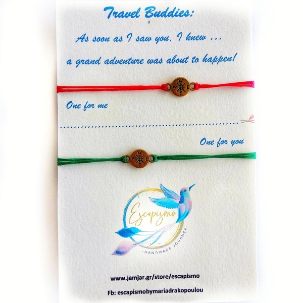Travel Buddies charms, βραχιόλια με πυξίδα - charms, ζευγάρια, χεριού, αυξομειούμενα, φθηνά