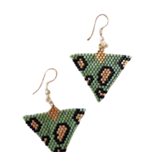 Τριγωνικά σκουλαρίκια με λεοπάρ pattern - κρεμαστά