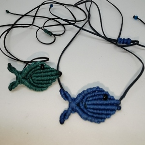 Κολιέ μακραμέ "ψαράκι" / macrame necklace "fish" - ψάρι, μακραμέ, φθηνά - 4