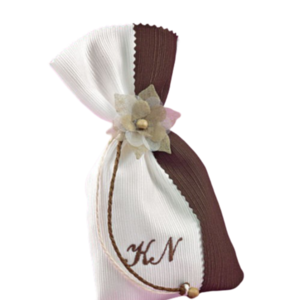 Μπομπονιέρα Γάμου Πουγκί Γκρο με Κεντημένα Μονογράμματα - πουγκί, γάμου, personalised