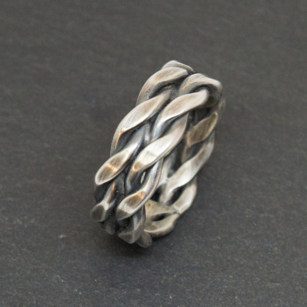 Braided ασημένιο ανδρικό δαχτυλίδι - δαχτυλίδι, δαχτυλίδια - 4