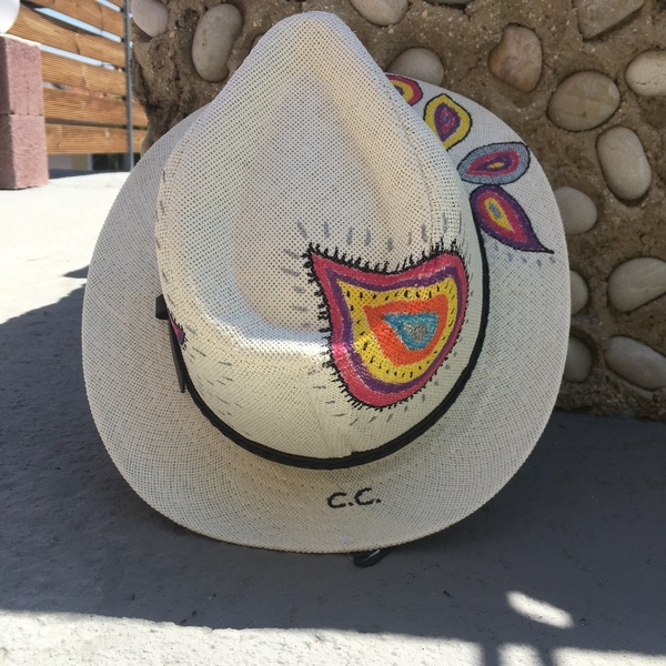 Colorful- ψάθινο καπέλο με ζωγραφιστά λαχούρια - ζωγραφισμένα στο χέρι, χειροποίητα, boho, καπέλα, ψάθινα - 2