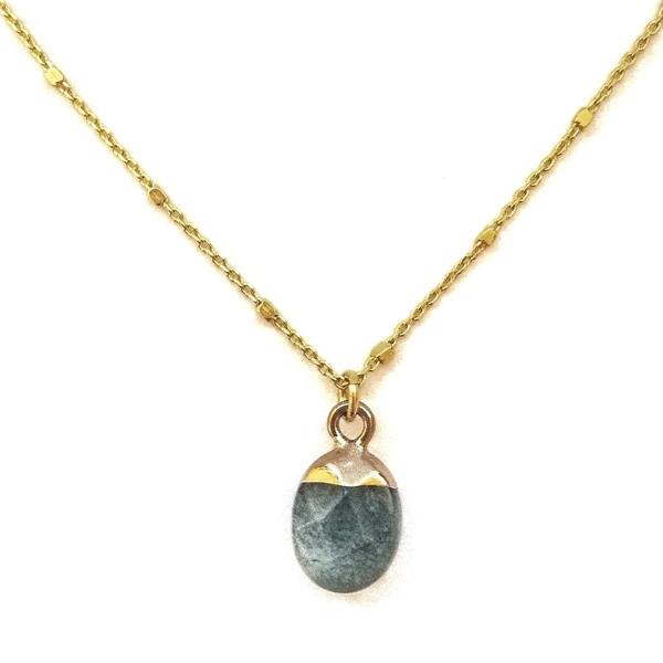 "Blue sea" Necklace - ημιπολύτιμες πέτρες, επιχρυσωμένα, ασήμι 925, κοντά