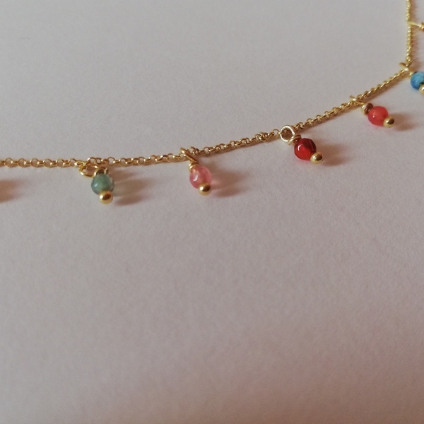 "Sunset" Necklace - ημιπολύτιμες πέτρες, επιχρυσωμένα, ασήμι 925, κοντά - 2