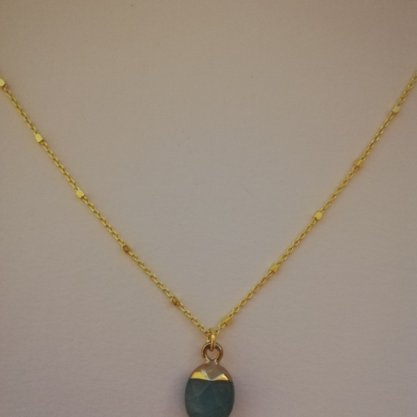 "Blue sea" Necklace - ημιπολύτιμες πέτρες, επιχρυσωμένα, ασήμι 925, κοντά - 2