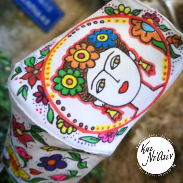 Ζωγραφισμένη μοναδική μάσκα ΦΡΙΝΤΟΥΛΑ σε ΚΑΔΡΟ - ζωγραφισμένα στο χέρι, γυναικεία, frida kahlo, μάσκες προσώπου - 2