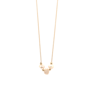 "Triple Pearl" Necklace - κοντά, επιχρυσωμένα, ασήμι 925, πέρλες, charms