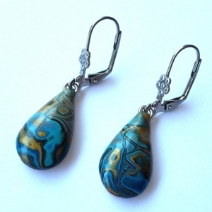 Polymer Clay Dangle Earrings - πηλός, μικρά, ατσάλι, κρεμαστά