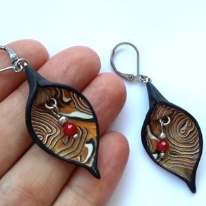 Polymer Clay Dangle Earrings - πηλός, ατσάλι, κρεμαστά - 3