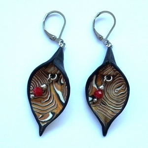 Polymer Clay Dangle Earrings - πηλός, ατσάλι, κρεμαστά - 4