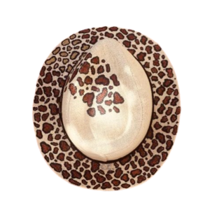 Ψάθινο καπέλο animal print - Leopard - ζωγραφισμένα στο χέρι, boho, καπέλα, ψάθινα