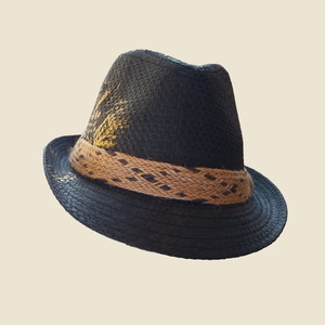 Custom / Handpainted καπέλο Golden Feather - γυναικεία, δώρο, καπέλο, ψάθινα - 2