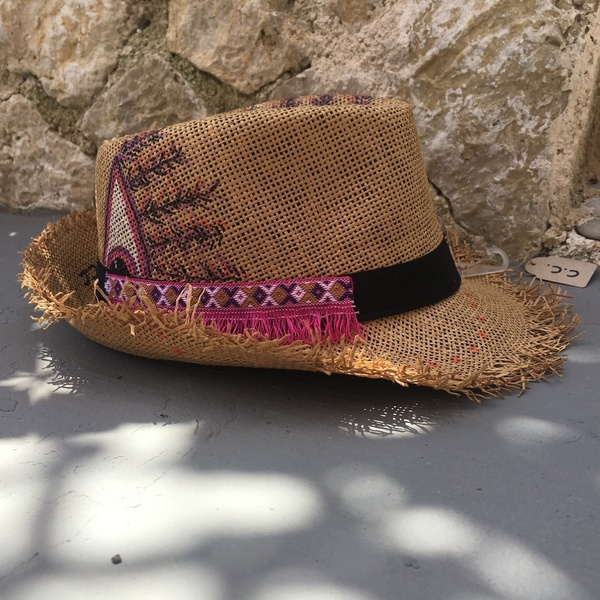Pinky- ψάθινο καπέλο - ζωγραφισμένα στο χέρι, ψάθα, χειροποίητα, boho, ψάθινα - 3