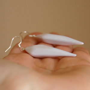 Σκουλαρίκια Λευκοί Μακρόστενοι Ρόμβοι - χαρτί, μακριά, κρεμαστά, νυφικά - 4
