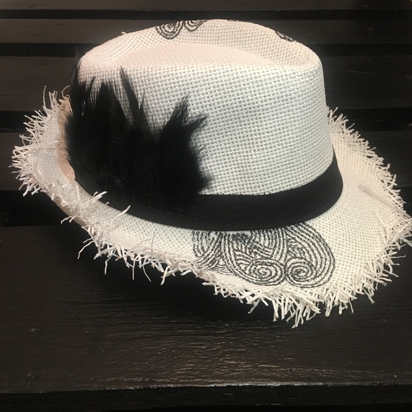 Gorgo- ψάθινο καπέλο - ζωγραφισμένα στο χέρι, καπέλα, αξεσουάρ παραλίας, ψάθινα - 2