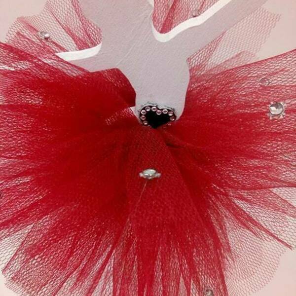 Ξύλινη μπαλαρίνα με κόκκινη τουτού και στράς - κορίτσι, διακόσμηση, διακοσμητικά - 4