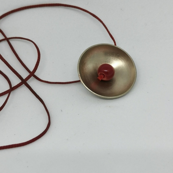 Κολιέ "ημισφαίριο με χάντρα "/ necklace "hemisphere" - αλπακάς, κοντά, αυξομειούμενα - 4
