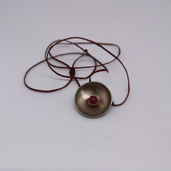 Κολιέ "ημισφαίριο με χάντρα "/ necklace "hemisphere" - αλπακάς, κοντά, αυξομειούμενα - 3