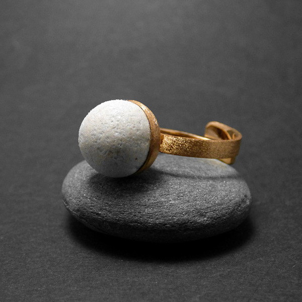 "Λαλούδες" - Χειροποίητο επίχρυσο 18k ματ δαχτυλίδι με φυσικό βότσαλο! - πέτρα, επιχρυσωμένα, μικρά, μικρά, βότσαλα, αυξομειούμενα - 2