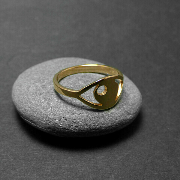 " Evileye Ring " - Χειροποίητο επίχρυσο - επάργυρο δαχτυλίδι σε σχήμα ματιού...! - επιχρυσωμένα, επάργυρα, μάτι, minimal, μικρά, σταθερά - 2